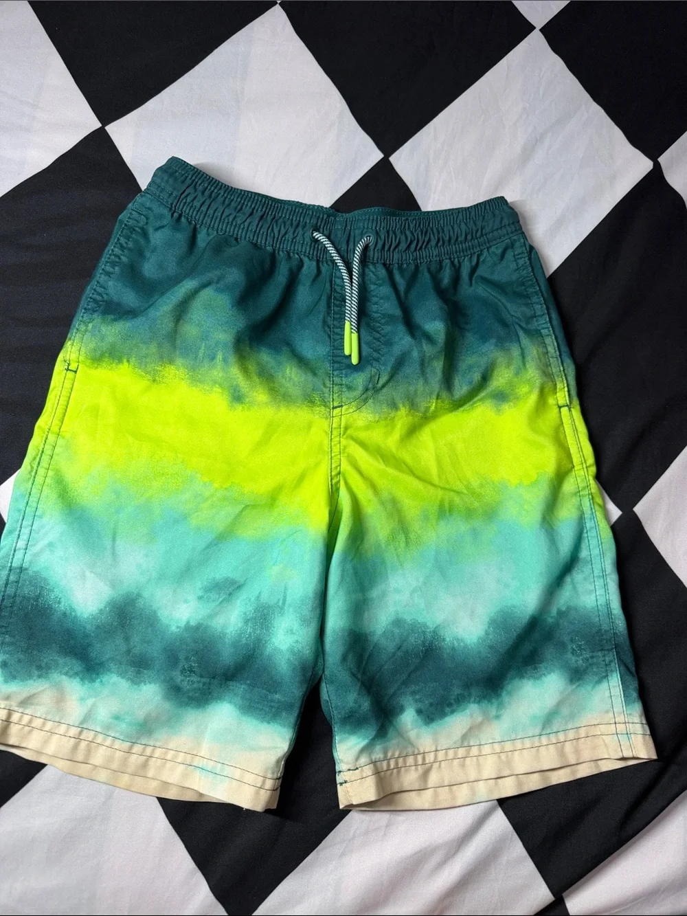 Cat & Jack Boys Green, Teal & Yellow Ombre Swim Hybrids
